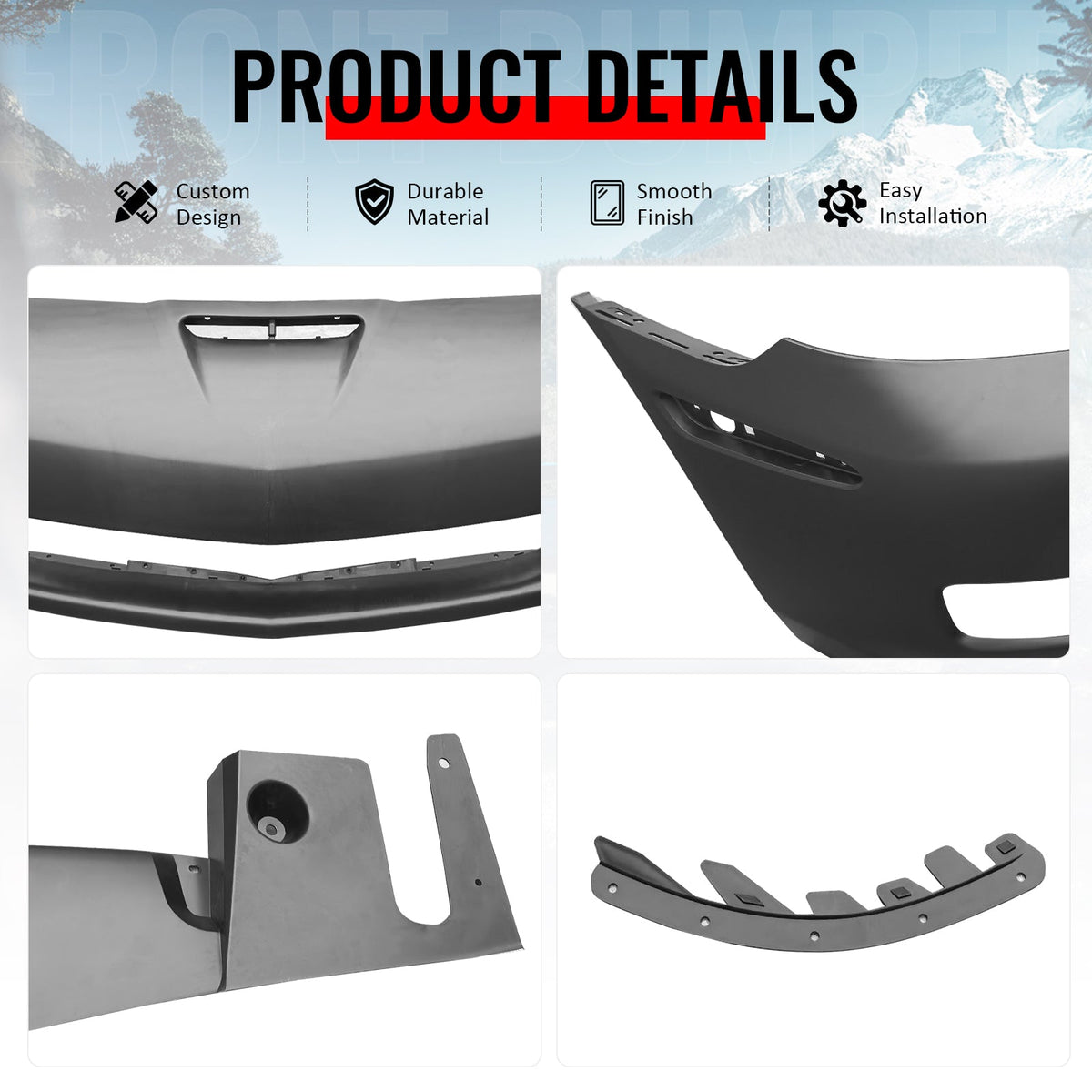 2005-2013 Chevrolet Corvette Base C6 Z06 Style PP Front Bumper Cover