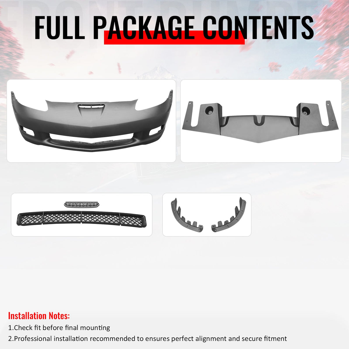2005-2013 Chevrolet Corvette Base C6 Z06 Style PP Front Bumper Cover