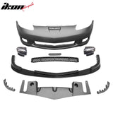 2005-2013 Corvette Base C6 Z06 Style PP Front Bumper Cover + Foglights + Gloss Black Front Lip