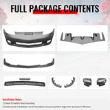 2005-2013 Corvette Base C6 Z06 Style PP Front Bumper Cover + Foglights + Carbon Fiber Print Front Lip