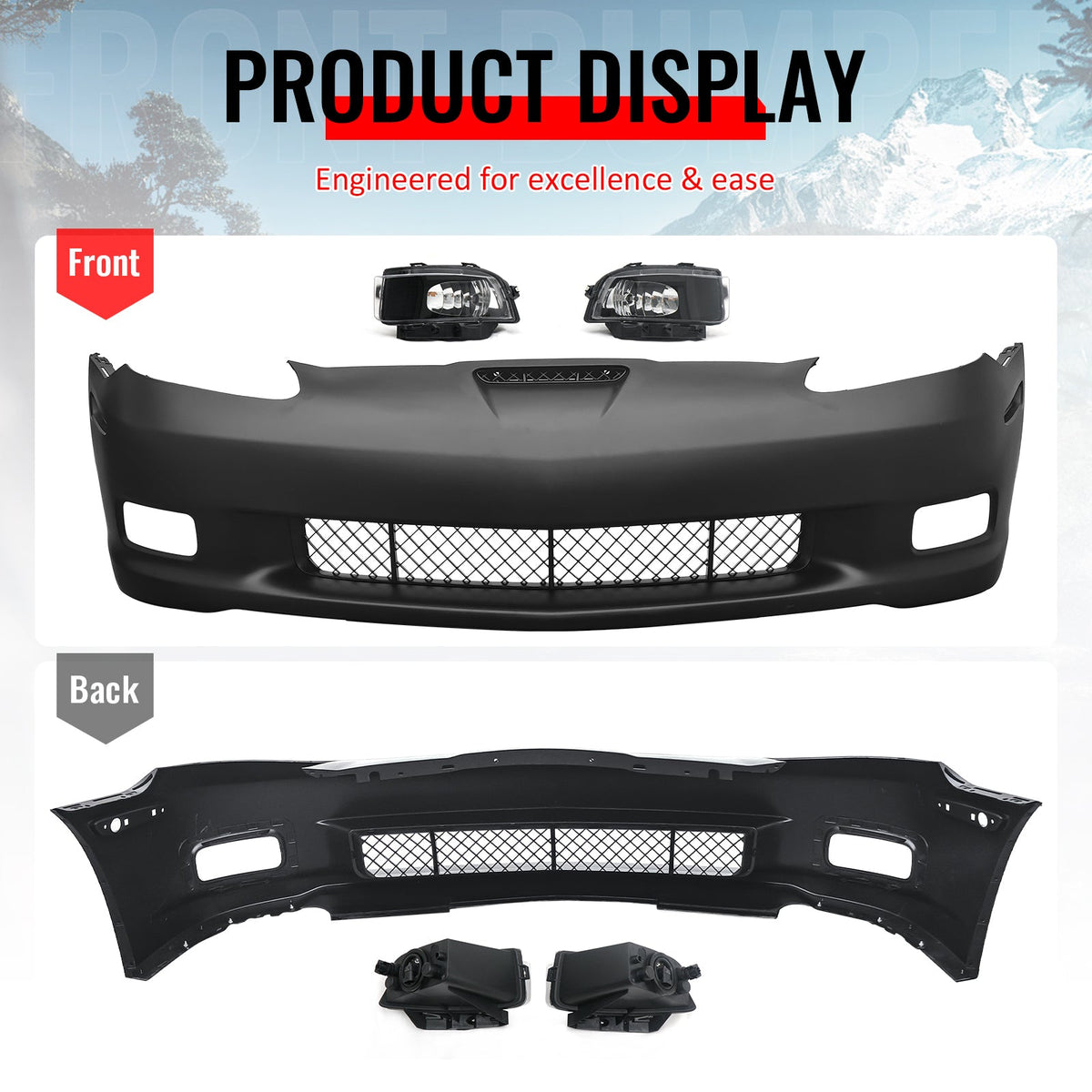 2006-2013 Chevrolet Corvette C6 Z06 Style PP Front Bumper Cover W/ Foglights