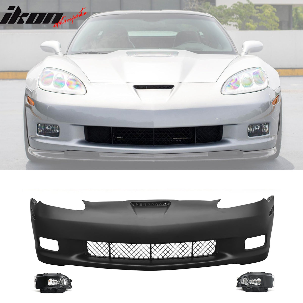 2006-2013 Chevrolet Corvette C6 Z06 Style PP Front Bumper Cover W/ Foglights
