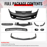 2006-2013 Chevy Corvette C6 Z06 Style Front Bumper Cover + Foglights + Carbon Fiber Print Lip