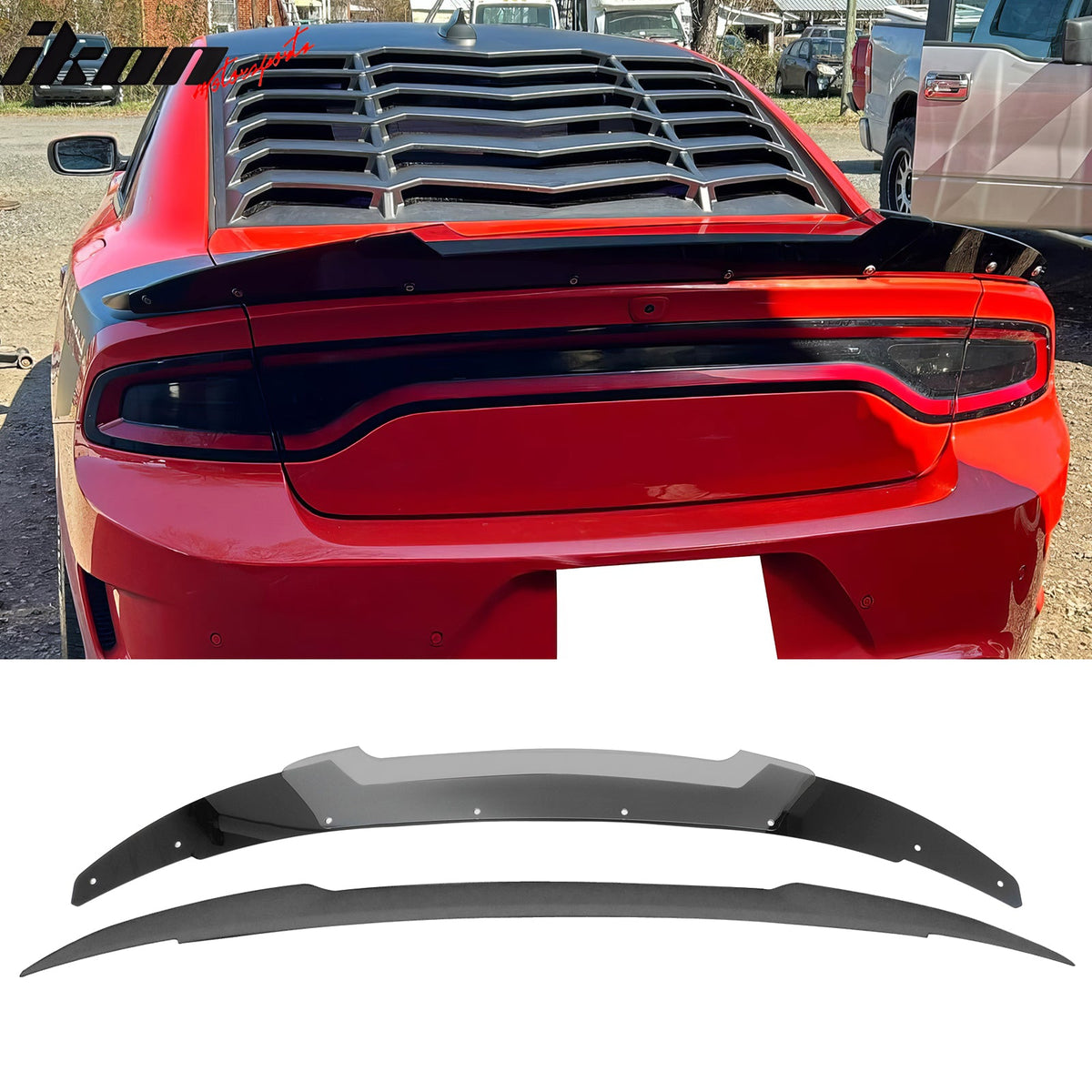 2011-2023 Dodge Charger SRT Trunk Spoiler + Black Venom V2 Wickerbill Gurney Flap