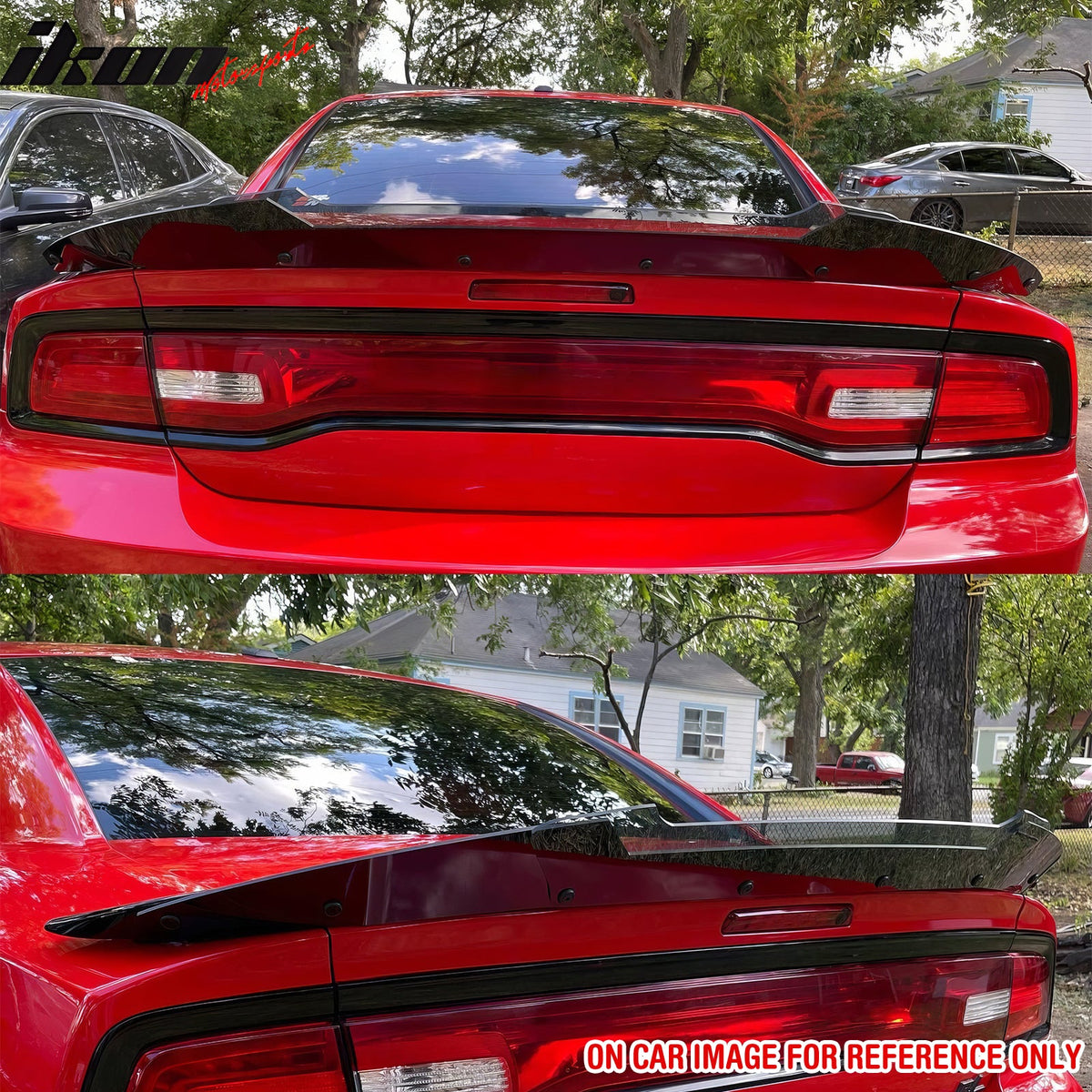 2011-2023 Dodge Charger SRT Carbon Fiber Print Trunk Spoiler + Venom V2 Wickerbill Gurney Flap