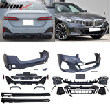 2024-2026 BMW G60 5-Series 530 540 550 Sedan M Sport Style Front & Rear Bumper Cover Conversion Assembly Replacement + MP Rocker Panel Unpainted PP
