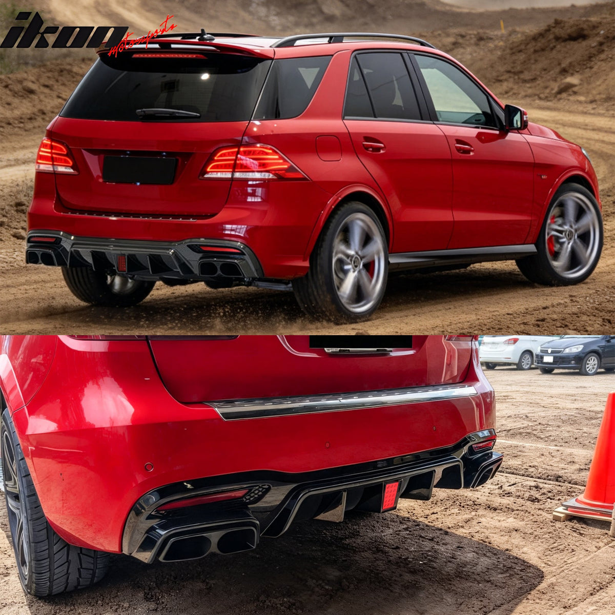 2017-2019 Benz GLE GLS Class Brabus BS Style Gloss Black Rear Diffuser PP + Exhaust Tips