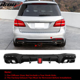2017-2019 Benz GLE GLS Class Brabus BS Style Gloss Black Rear Diffuser PP + Exhaust Tips
