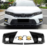 2022-2024 Honda Civic OE Style Fog Light Bezel w/ JDM Foglights Yellow Len LED Lamps