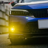 2022-2024 Honda Civic Round Holes Fog Light Bezel w/ JDM Foglights Yellow Len LED Lamps