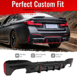2017-2020 BMW 5 Series G30 M Sport IKON Style PP Rear Bumper Diffuser CF Look Fin w/ LED & Quad Exhaust