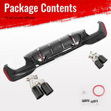 2017-2020 BMW 5 Series G30 M Sport IKON Style PP Rear Bumper Diffuser CF Look Fin w/ LED & Quad Exhaust