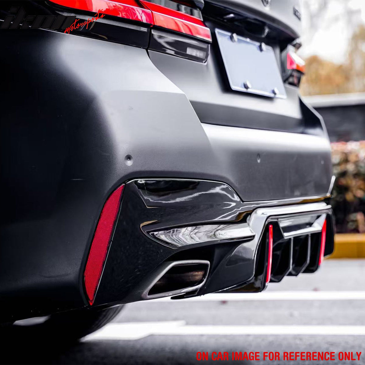 2017-2020 BMW 5 Series G30 M Sport IKON Style PP Rear Bumper Diffuser CF Look Fin w/ LED & Quad Exhaust