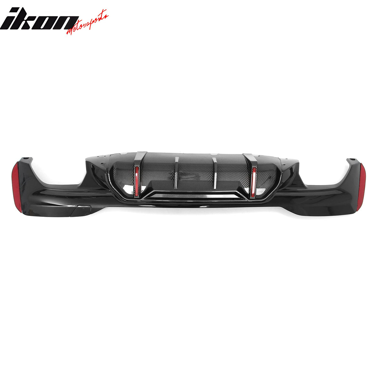2017-2020 BMW 5 Series G30 M Sport IKON Style PP Rear Bumper Diffuser CF Look Fin w/ LED & Quad Exhaust