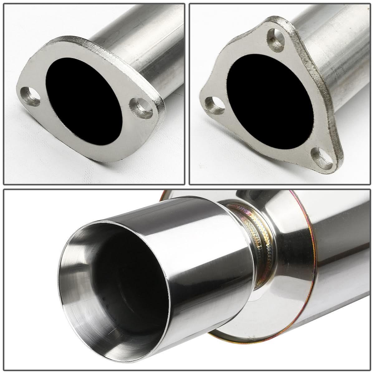 92-00 Honda Civic Catback Exhaust Single Rolled Tip Stainless Steel
