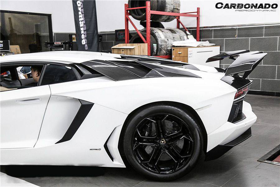 2011-2016 Lamborghini Aventador Style Carbon Fiber Rear Side Scoops Carbonado (DM) Fits: LP700, LP720 Coupe and Roadster