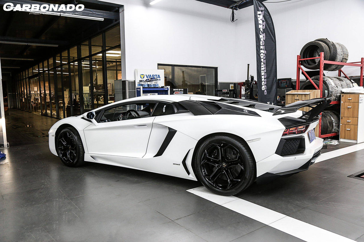 2011-2016 Lamborghini Aventador Style Carbon Fiber Rear Side Scoops Carbonado (DM) Fits: LP700, LP720 Coupe and Roadster