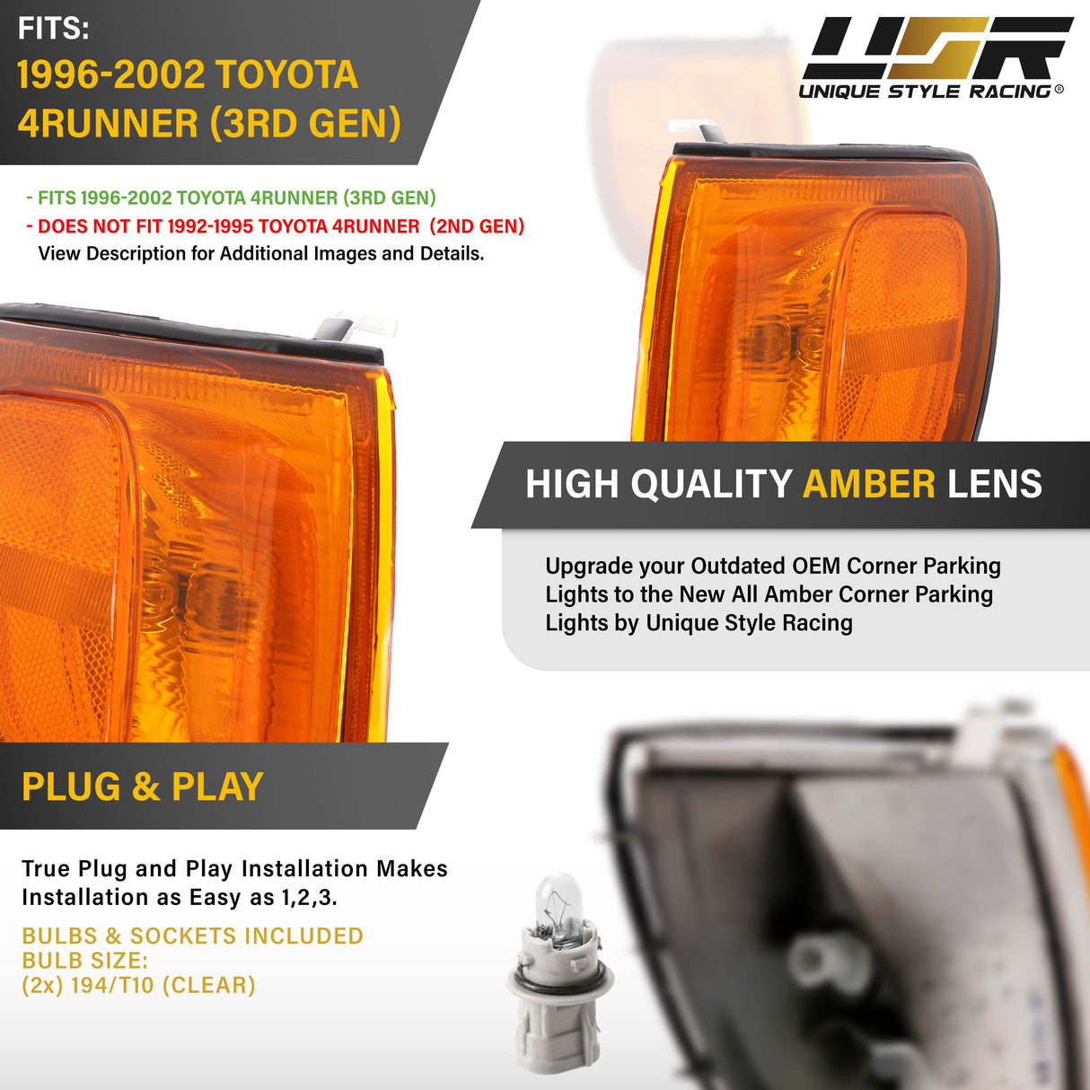 1999-2002 Toyota 4Runner Amber Corner Lights