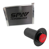 Lightweight Late Model Radiator - Double Pass - 26.8" x 19.6" + Remote Fill Tank - Red Cap