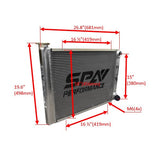 Lightweight Late Model Radiator - Double Pass - 26.8" x 19.6" + Remote Fill Tank - Red Cap