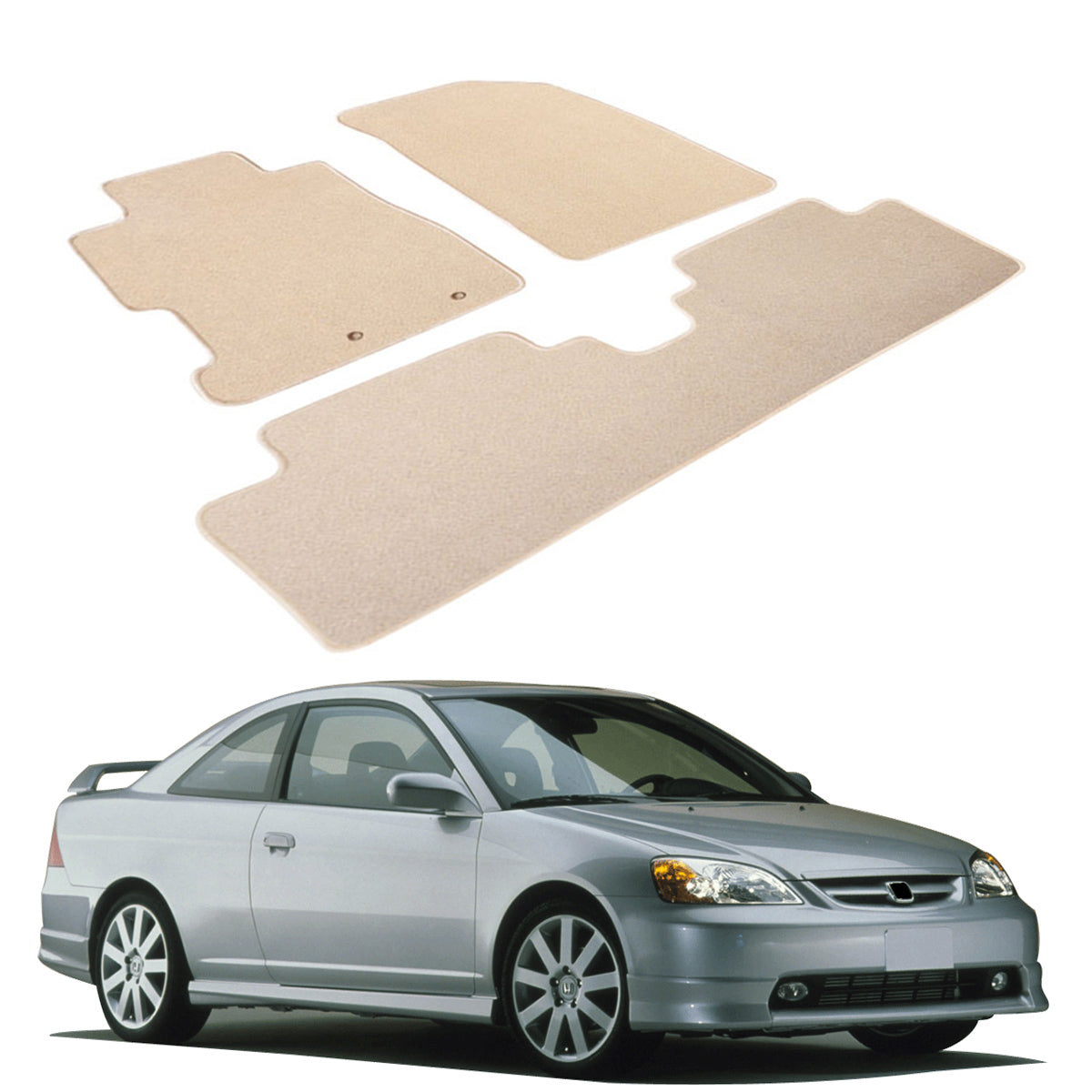 2001-2005 Honda Civic Best Car Floor Mats - 3PC Nylon Set - IKON
