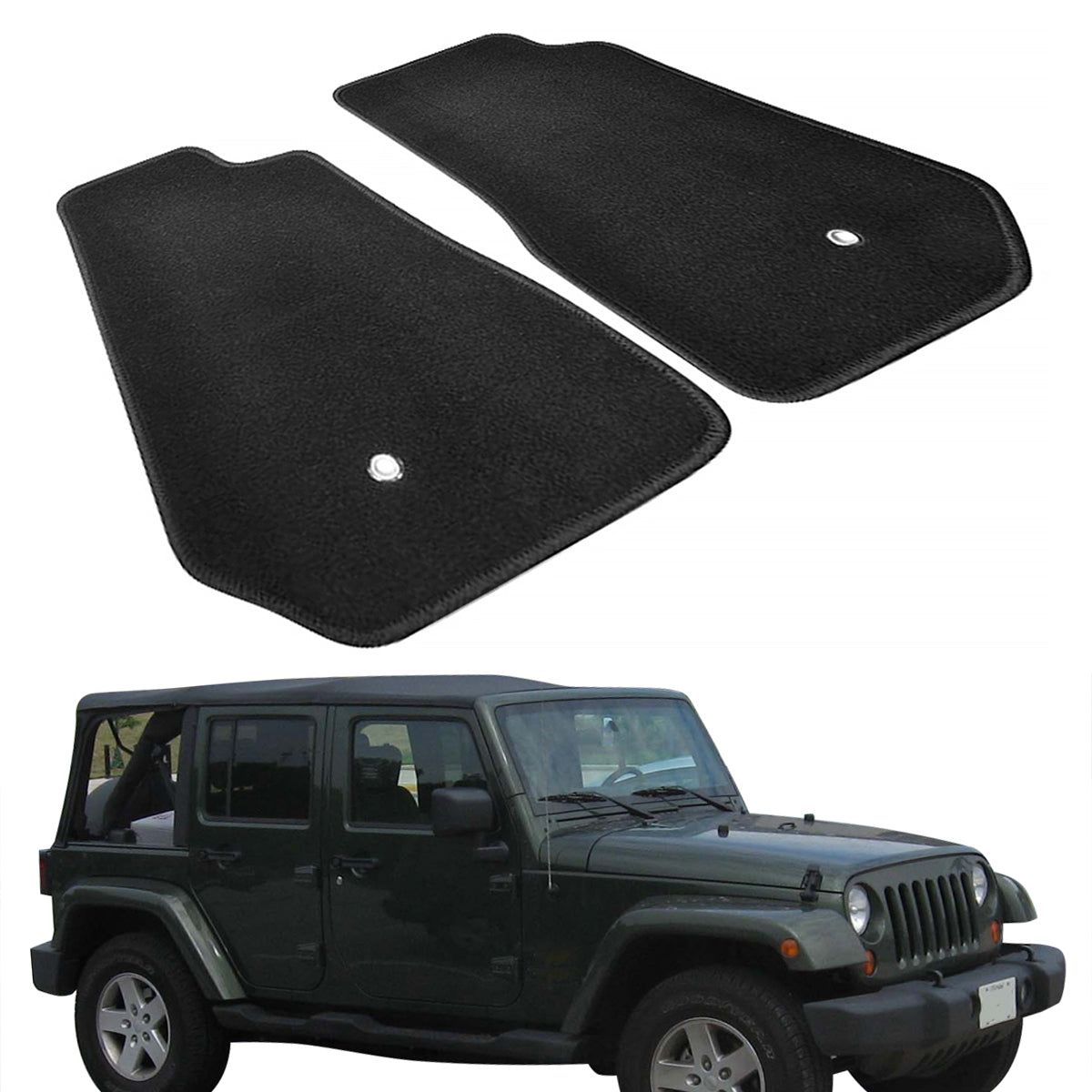 Floor Mat for Jeep Wrangler 2007-2012 OE Fitment Black 2PCS Nylon