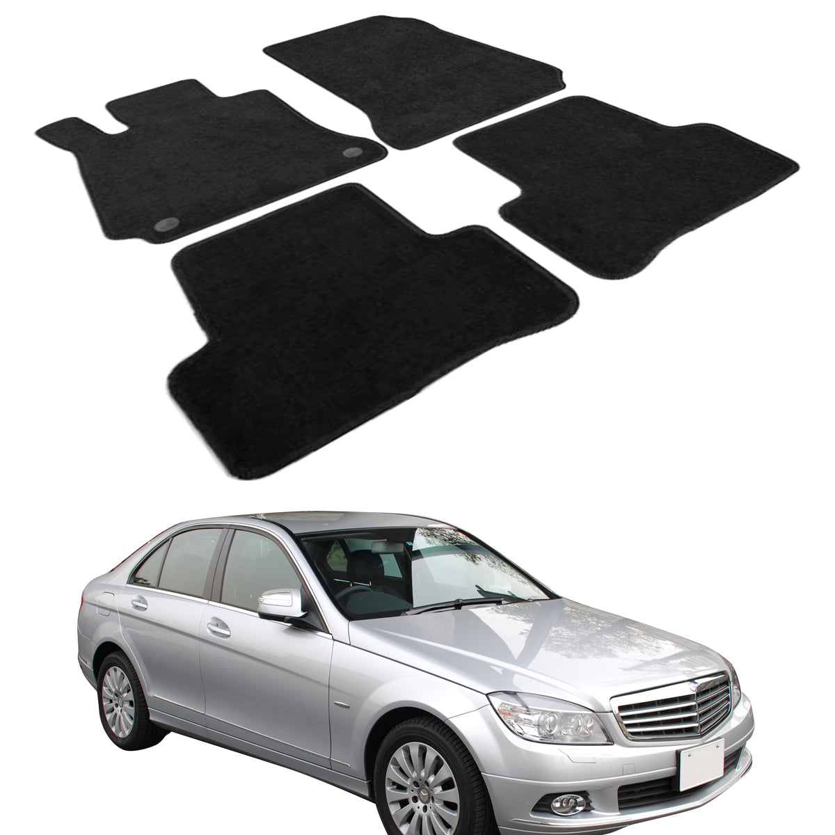 Floor Mat for Mercedes-Benz W204 C Class 2008-2011 Black 4PC Nylon