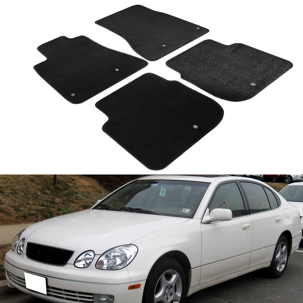 Car Floor Mat for 1998-2005 Lexus GS300 GS400 GS430 Black Carpet 4PC