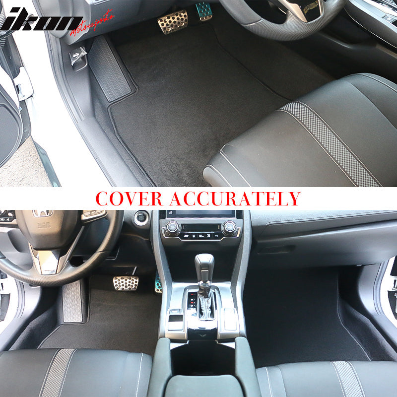 Car Floor Mat for 2016-2021 Honda Civic Black Carpet 4PC Nylon