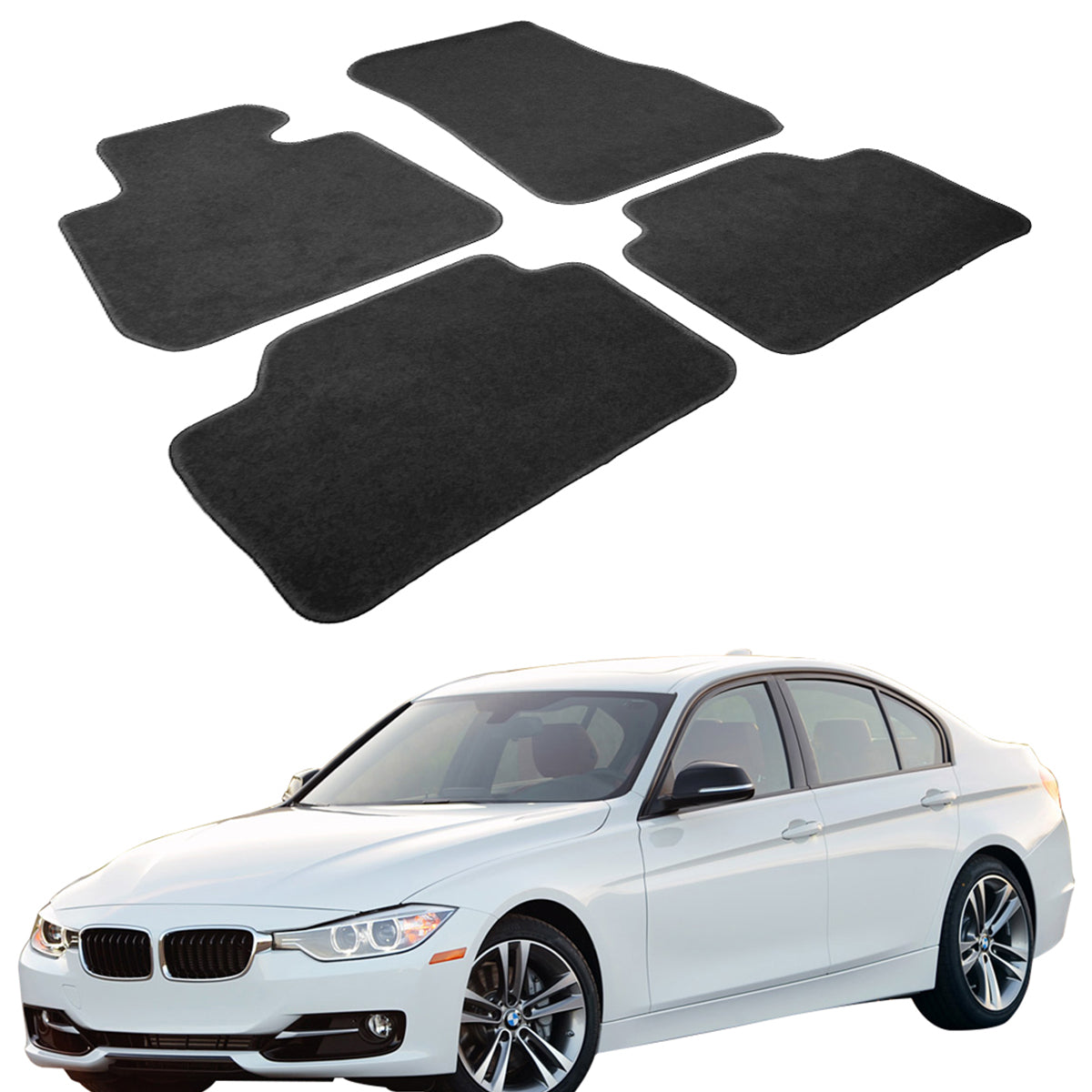 Floor Mat for BMW F30 3 Series Sedan 2012-2018 Black Carpet 4PC