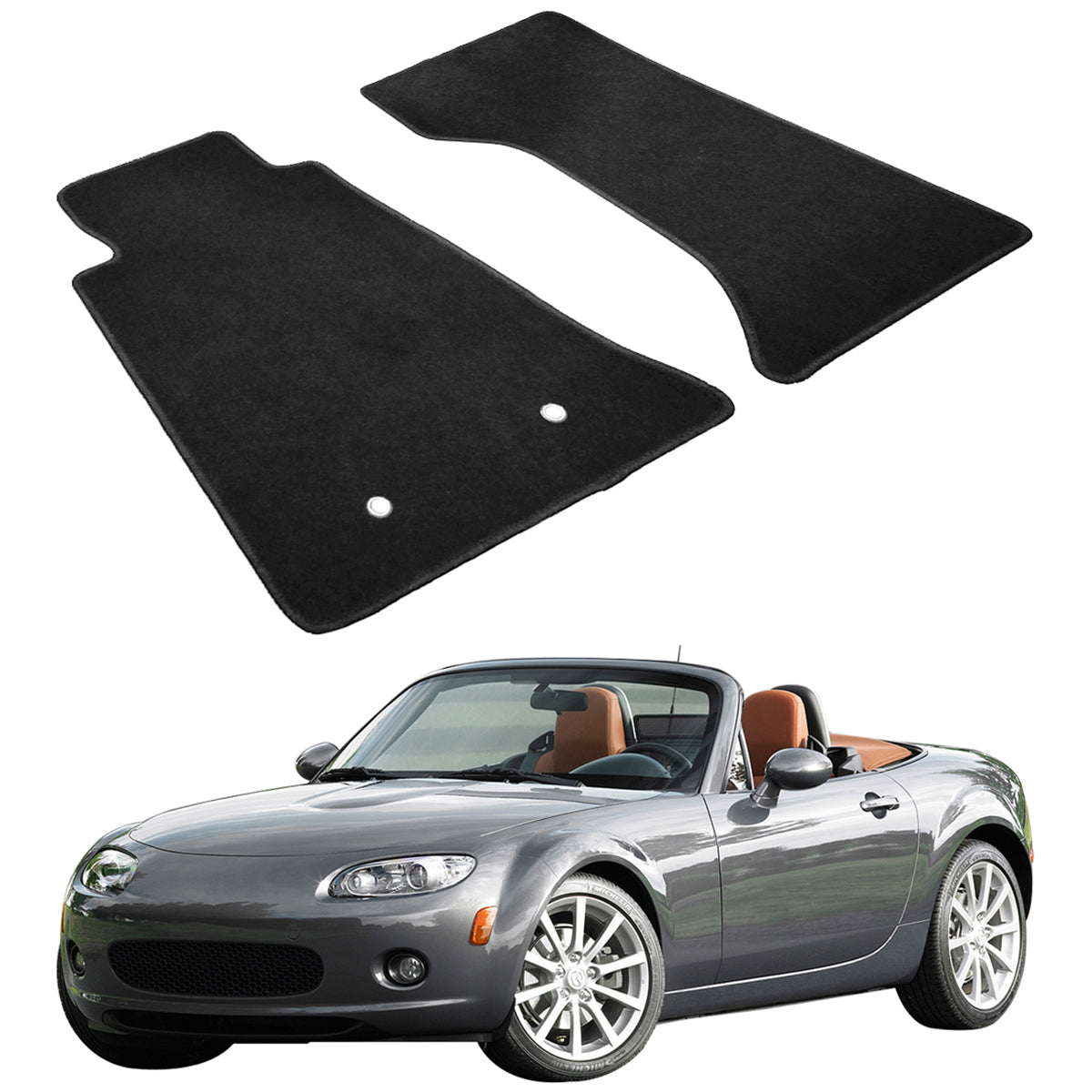 Floor Mat for Mazda Miata MX-5 2006-2015 Black Carpet 2PC Nylon