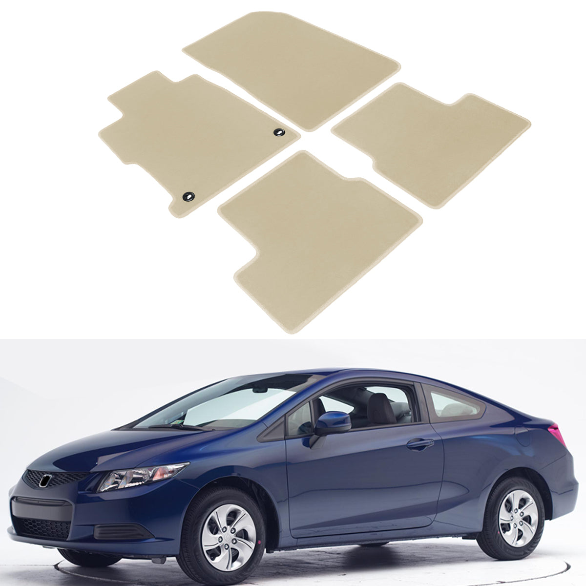 2012-2015 Honda Civic Coupe Car Floor Mats Carpet 4PC Nylon