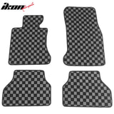 BMW E60 2005-2010 Floor Mats Carpet Black Gray Plaid Polypropylene
