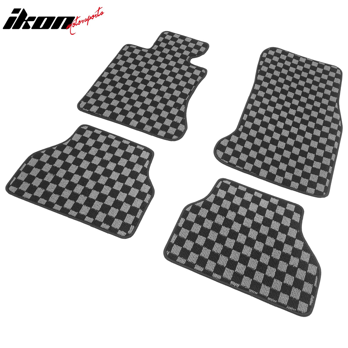 BMW E60 2005-2010 Floor Mats Carpet Black Gray Plaid Polypropylene