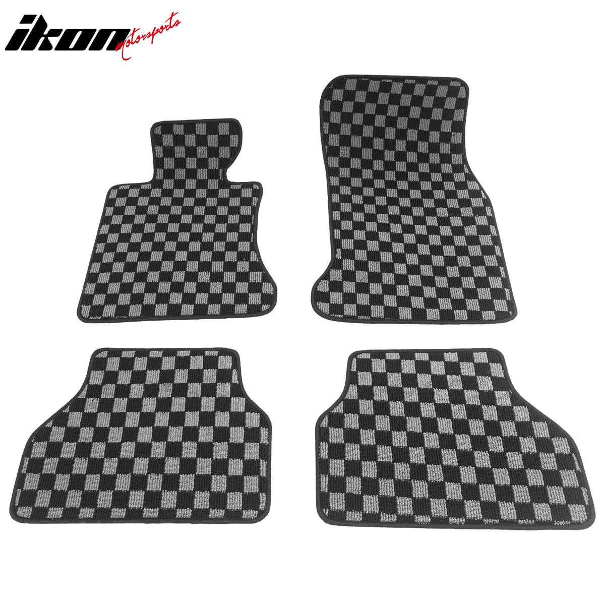 BMW E60 2005-2010 Floor Mats Carpet Black Gray Plaid Polypropylene