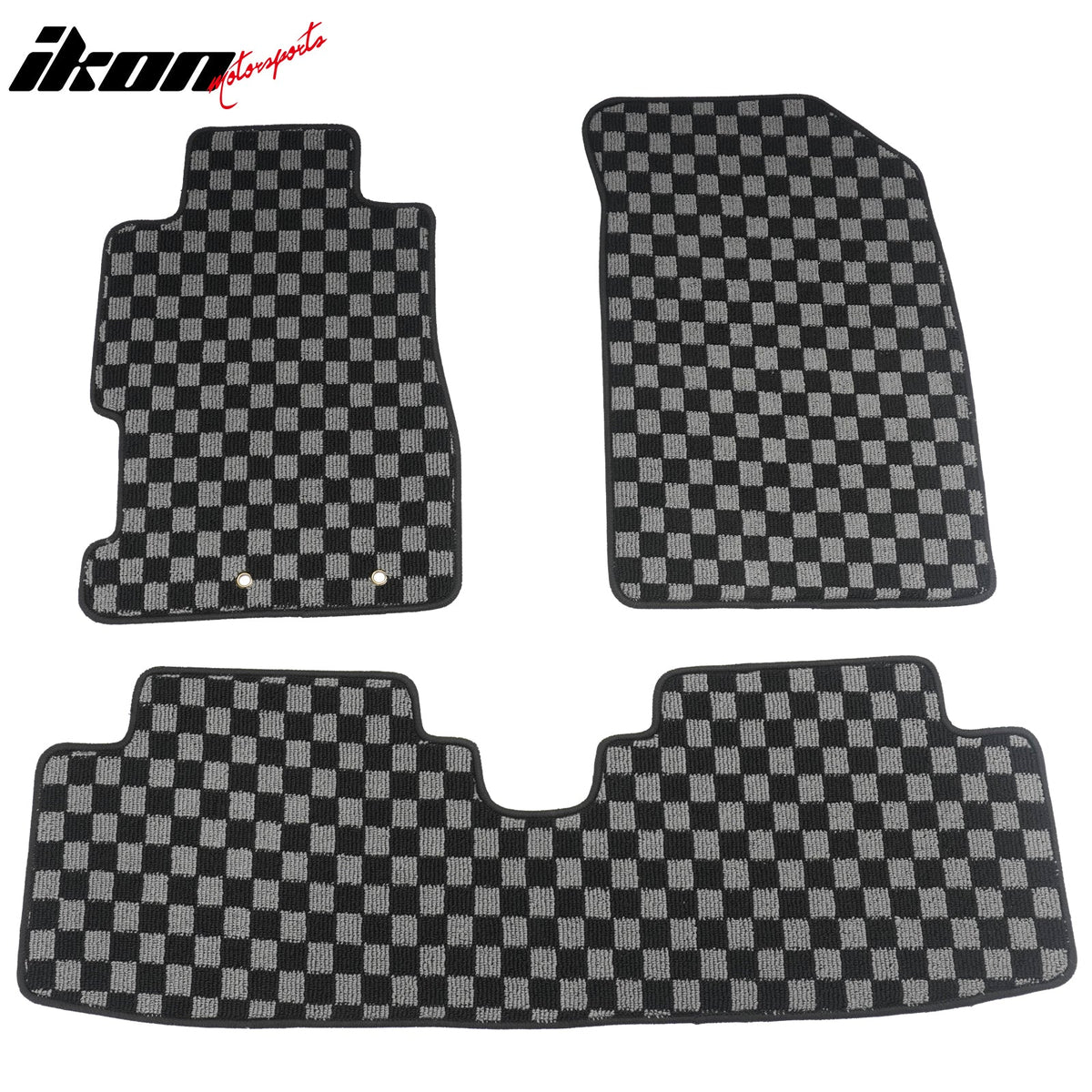 2001-2005 Honda Civic Floor Mats Carpet Black Gray Plaid Polypropylene