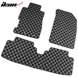 2001-2005 Honda Civic Floor Mats Carpet Black Gray Plaid Polypropylene