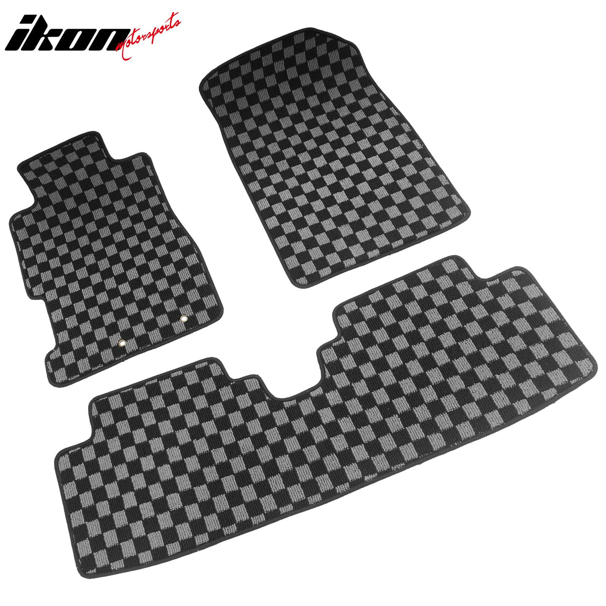 2001-2005 Honda Civic Floor Mats Carpet Black Gray Plaid Polypropylene