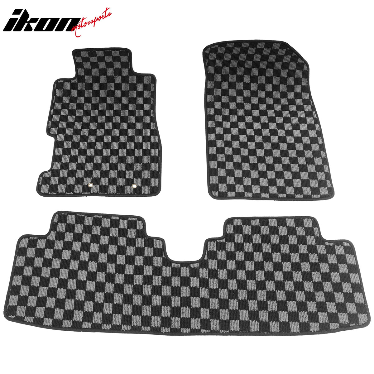 2001-2005 Honda Civic Floor Mats Carpet Black Gray Plaid Polypropylene