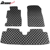 2001-2005 Honda Civic Floor Mats Carpet Black Gray Plaid Polypropylene