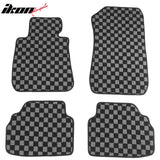 BMW E90 3 Series 4-Door Sedan 2006-2011 Floor Mats Carpet Black Gray Plaid Polypropylene