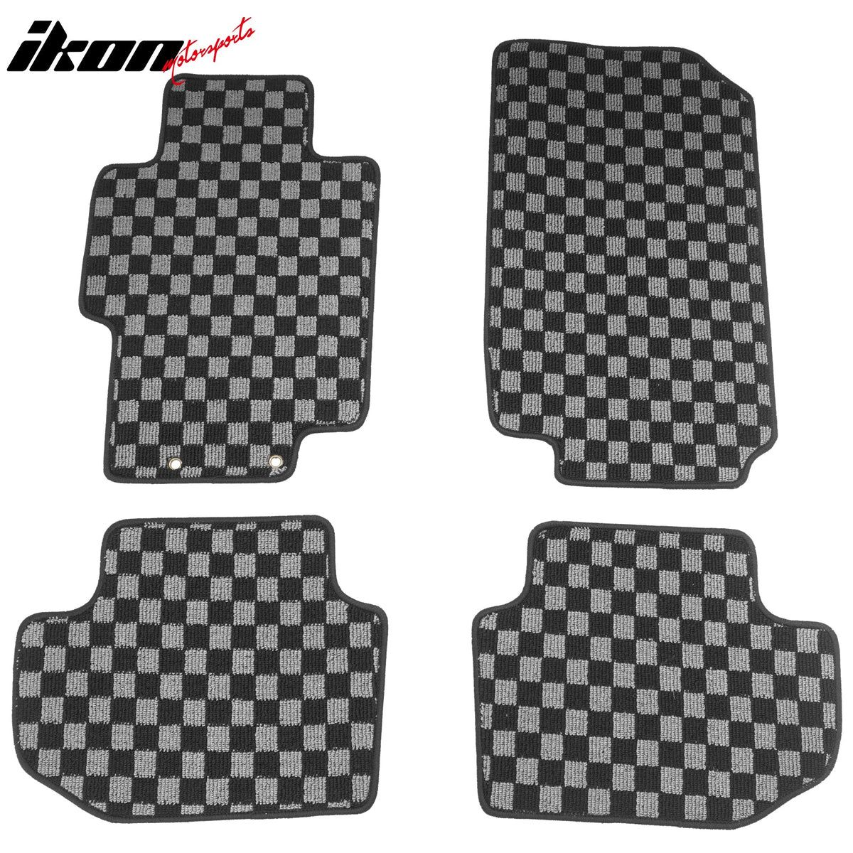 2003-2007 Honda Accord Coupe 2-Door Floor Mats Carpet Black Gray Plaid Polypropylene