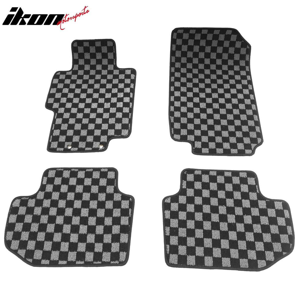 2003-2007 Honda Accord Coupe 2-Door Floor Mats Carpet Black Gray Plaid Polypropylene
