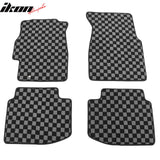 1996-2000 Honda Civic Coupe Hatchback Sedan Floor Mats Carpet Black Gray Plaid Polypropylene
