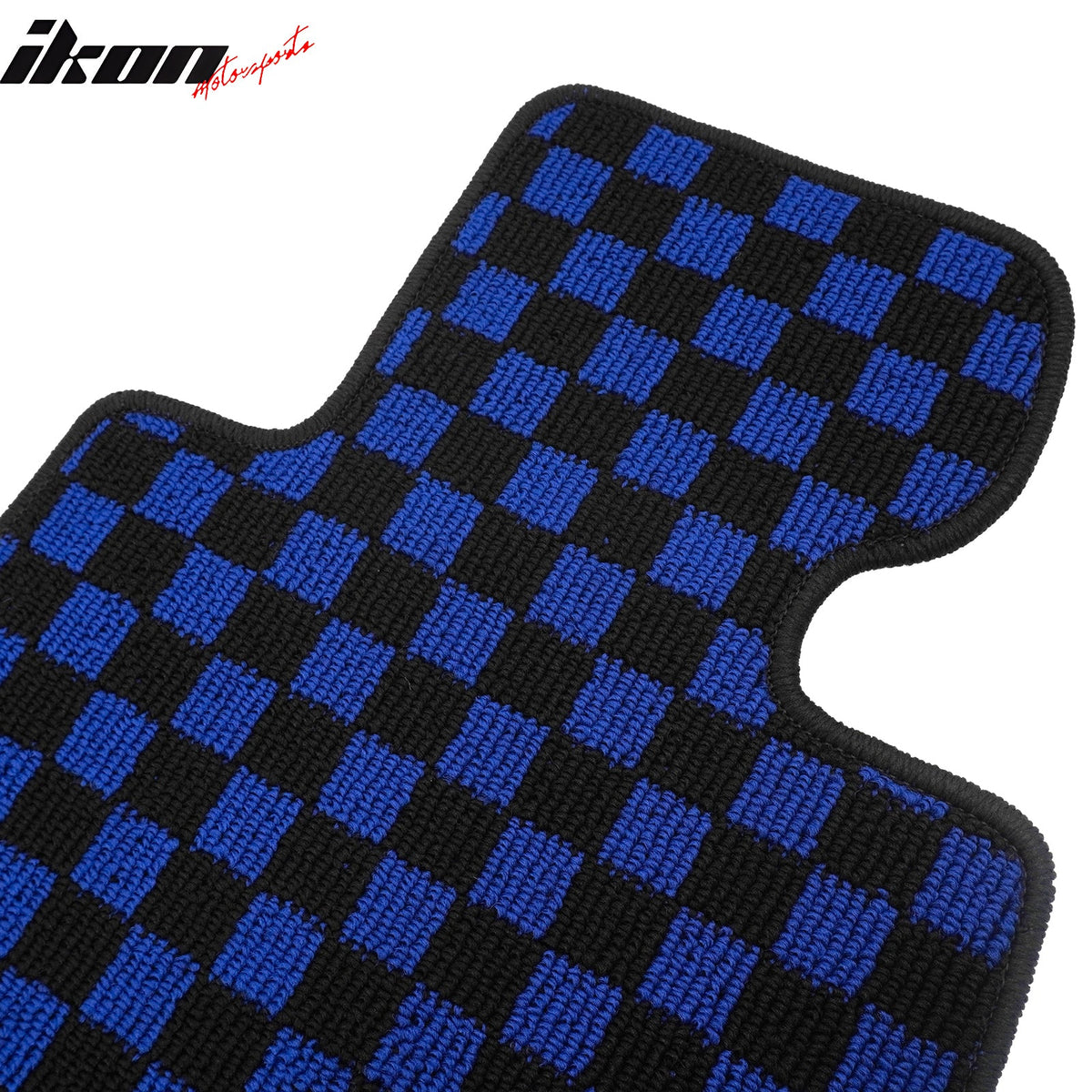 Front Rear Full Set Waterproof Floor Mats for BMW E92 3-Series Coupe 2007-2013 Black Blue Plaid Checkered Carpets PP & Loop Pile Surface & TPE Backing