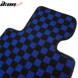 Front Rear Full Set Waterproof Floor Mats for BMW E92 3-Series Coupe 2007-2013 Black Blue Plaid Checkered Carpets PP & Loop Pile Surface & TPE Backing