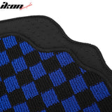 Front Rear Full Set Waterproof Floor Mats for BMW E92 3-Series Coupe 2007-2013 Black Blue Plaid Checkered Carpets PP & Loop Pile Surface & TPE Backing