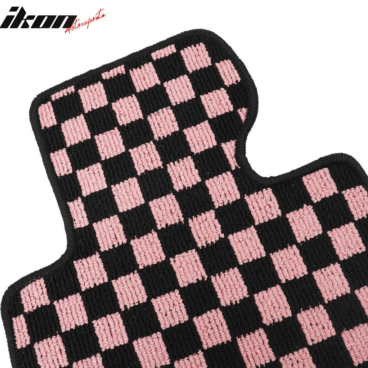 2007-2013 BMW E92 3-Series Coupe Black Pink Plaid Front Rear Full Set Waterproof Floor Mats Checkered Carpets PP & Loop Pile Surface & TPE Backing 4PC