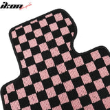 2007-2013 BMW E92 3-Series Coupe Black Pink Plaid Front Rear Full Set Waterproof Floor Mats Checkered Carpets PP & Loop Pile Surface & TPE Backing 4PC