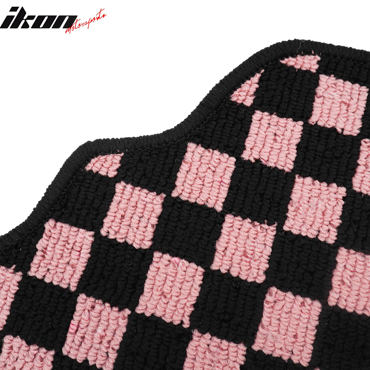 2007-2013 BMW E92 3-Series Coupe Black Pink Plaid Front Rear Full Set Waterproof Floor Mats Checkered Carpets PP & Loop Pile Surface & TPE Backing 4PC